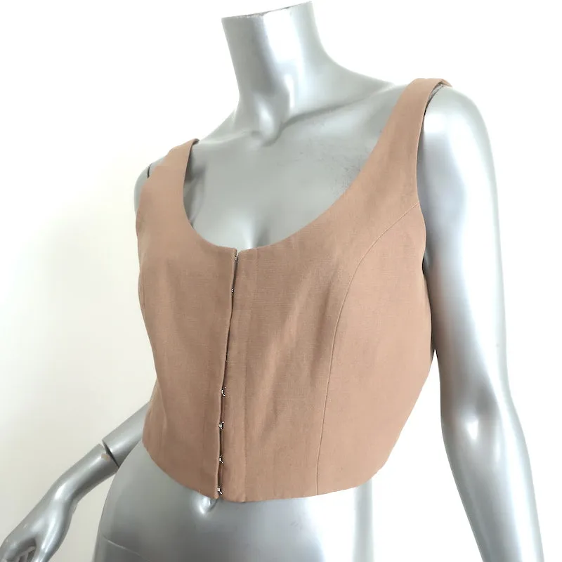 Mara Hoffman Aisha Cropped Top Beige Tencel-Leinen Größe 8 NEU
