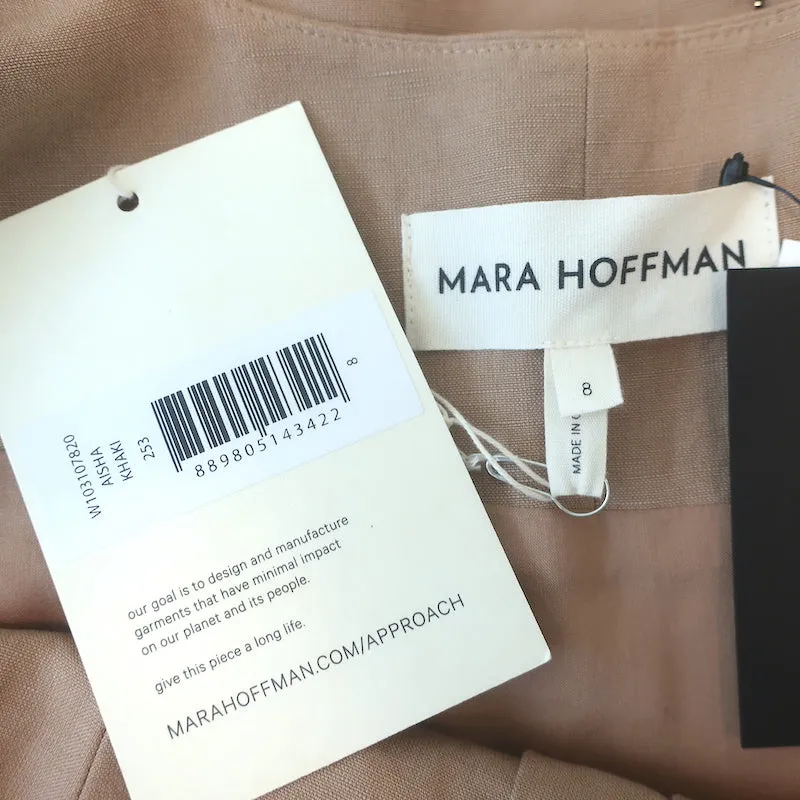 Mara Hoffman Aisha Cropped Top Beige Tencel-Leinen Größe 8 NEU