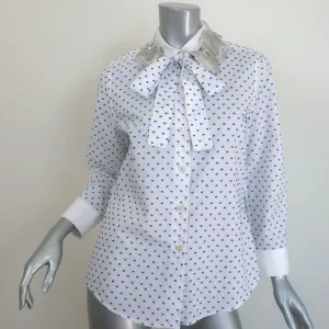 Marc Jacobs Paillettenkragen Bluse Weiß mit Punkten Größe 6 Langarm Top