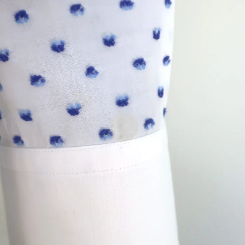 Marc Jacobs Paillettenkragen Bluse Weiß mit Punkten Größe 6 Langarm Top