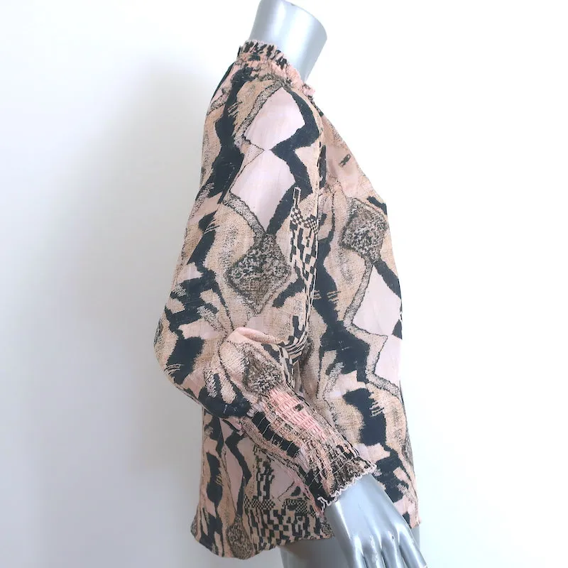 Maria Cher Julieta Bluse Quilaquina Gedruckte Seide Größe S Langarm Top