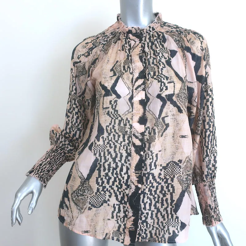 Maria Cher Julieta Bluse Quilaquina Gedruckte Seide Größe S Langarm Top