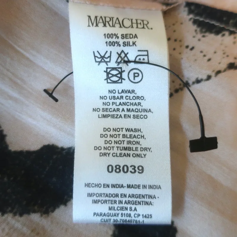 Maria Cher Julieta Bluse Quilaquina Gedruckte Seide Größe S Langarm Top