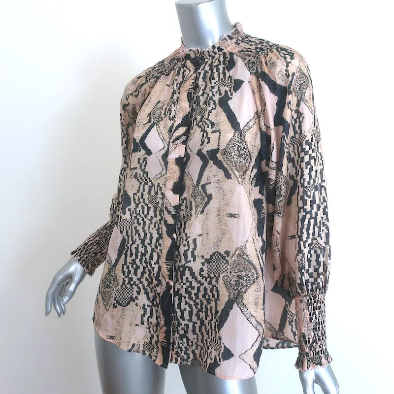 Maria Cher Julieta Bluse Quilaquina Gedruckte Seide Größe S Langarm Top