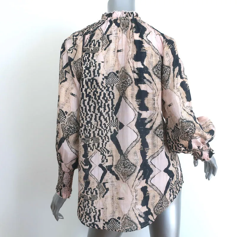 Maria Cher Julieta Bluse Quilaquina Gedruckte Seide Größe S Langarm Top