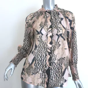 Maria Cher Julieta Bluse Quilaquina Gedruckte Seide Größe S Langarm Top