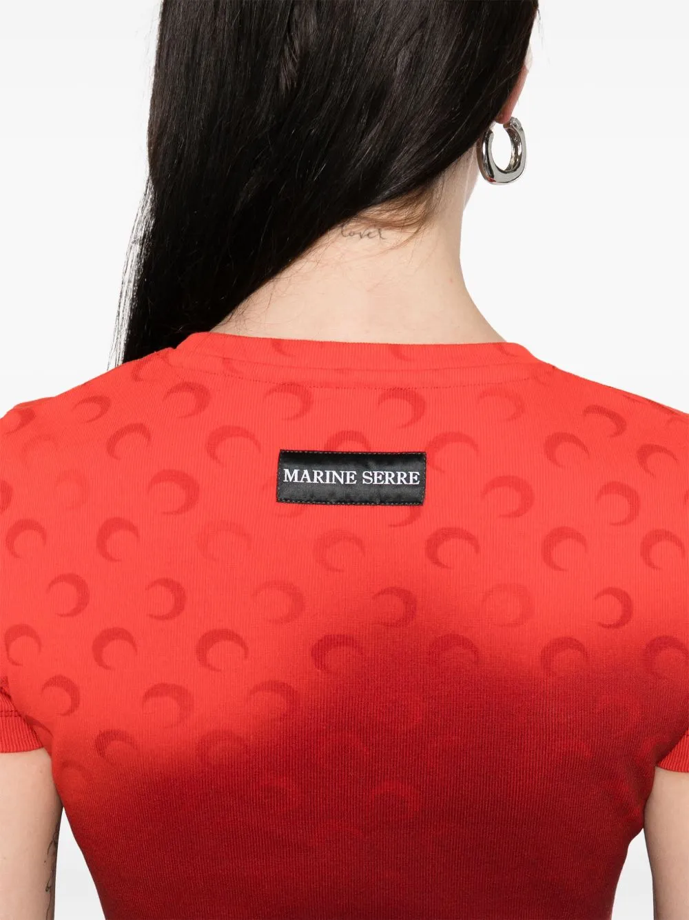 MARINE SERRE - Damen Moon Faded Jersey Baby Fit T-Shirt Bekleidung_marine-serre