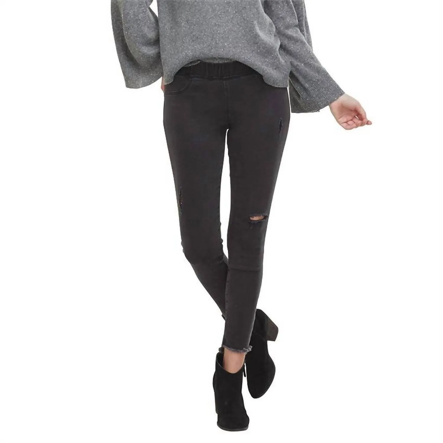 Max Distressed Denim Legging In Schwarz