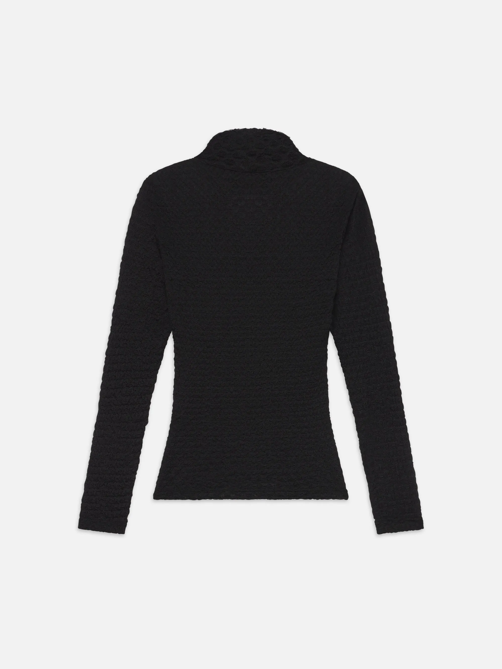 Mesh-Turtleneck mit Spitzenbesatz -- Noir