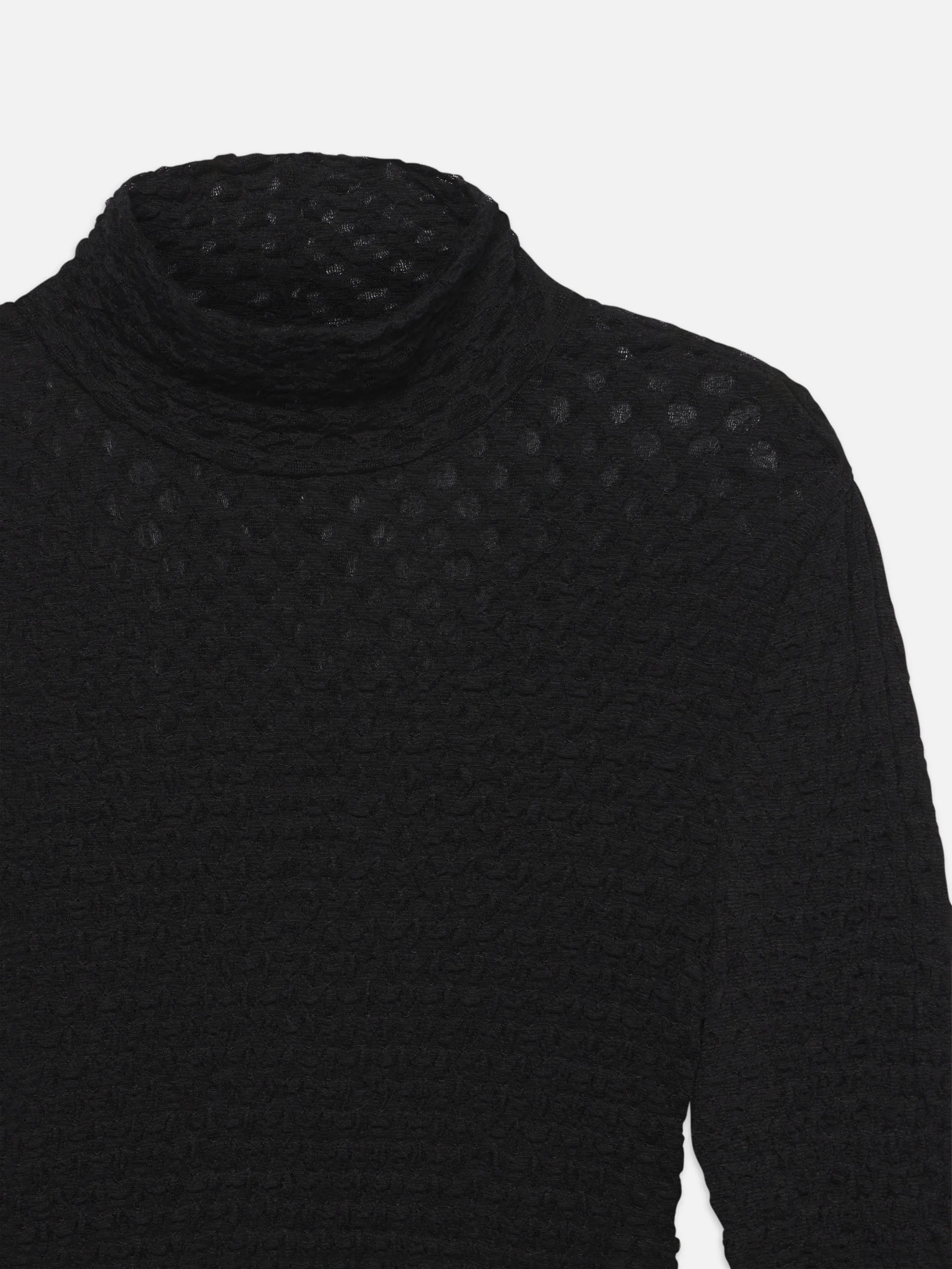 Mesh-Turtleneck mit Spitzenbesatz -- Noir