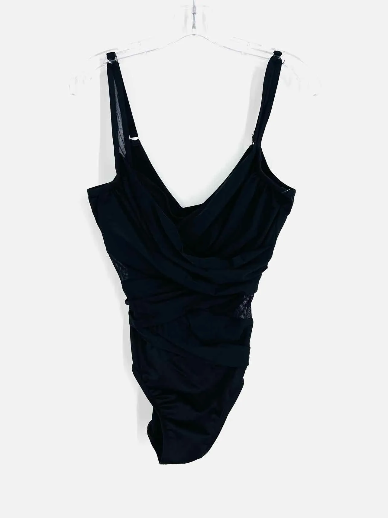 Miraclesuit Größe 10 Schwarz Einfarbig Geraffter Badeanzug