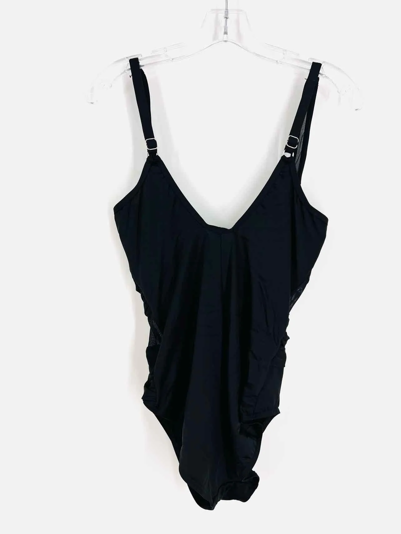 Miraclesuit Größe 10 Schwarz Einfarbig Geraffter Badeanzug
