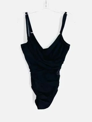 Miraclesuit Größe 10 Schwarz Einfarbig Geraffter Badeanzug