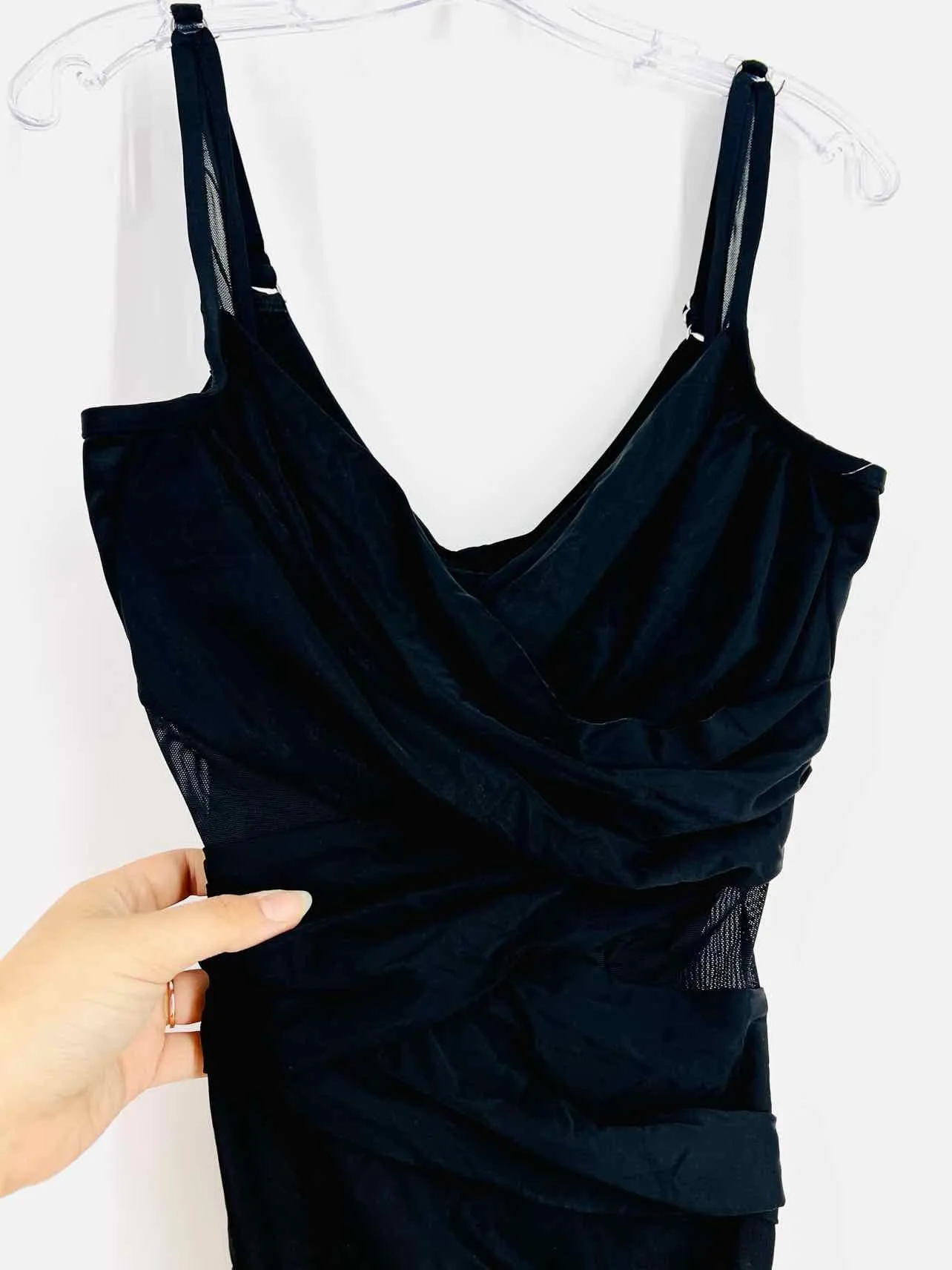 Miraclesuit Größe 10 Schwarz Einfarbig Geraffter Badeanzug