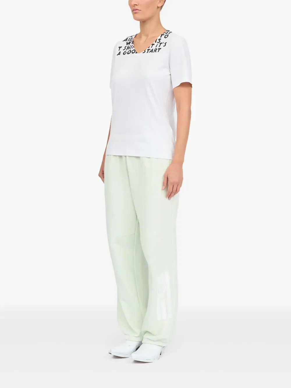 MM6 Maison Margiela - Damen V-Ausschnitt SIDA Print T-Shirt Bekleidung_mm6