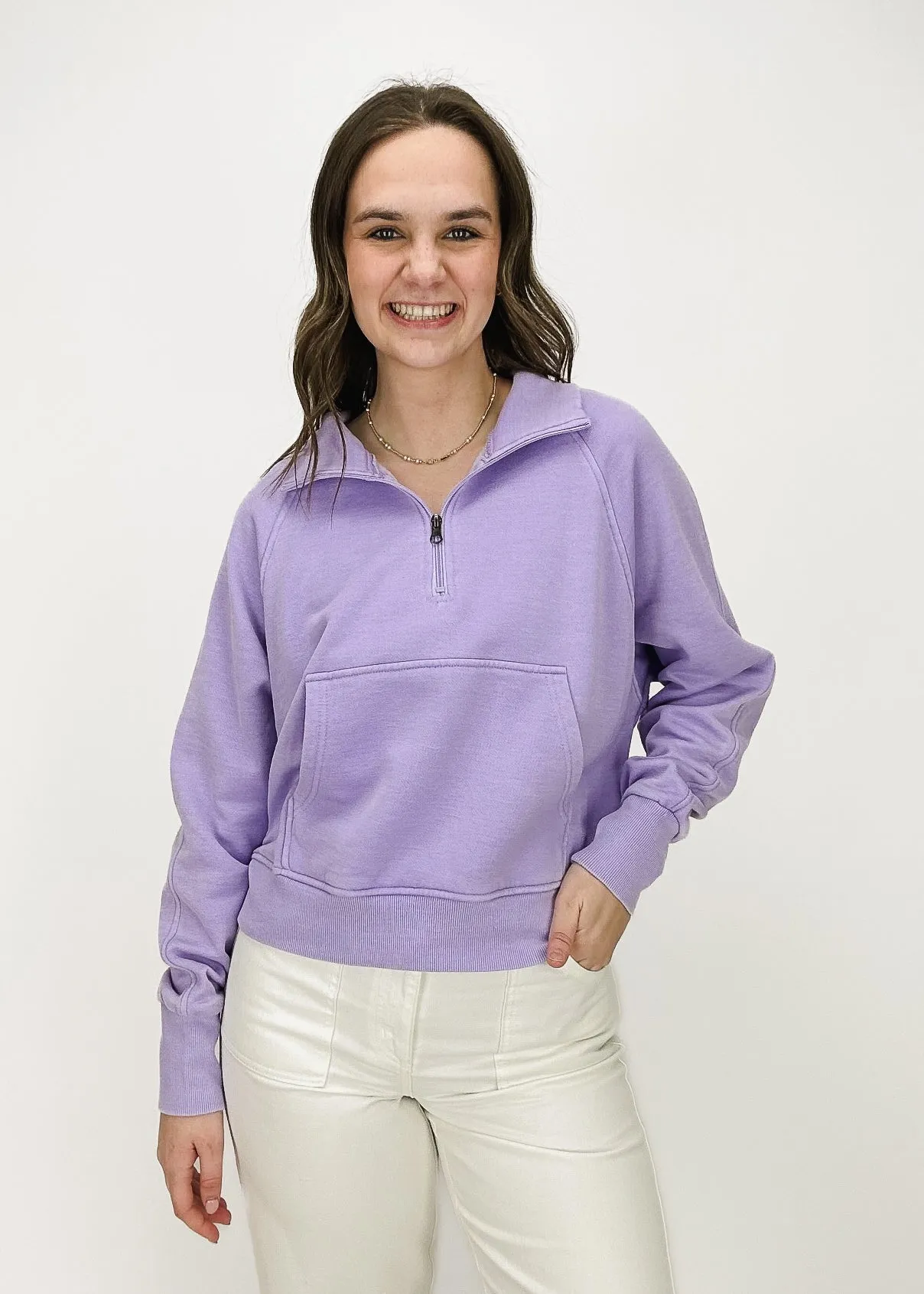 Molly Viertelzip-Pullover - Lavendel