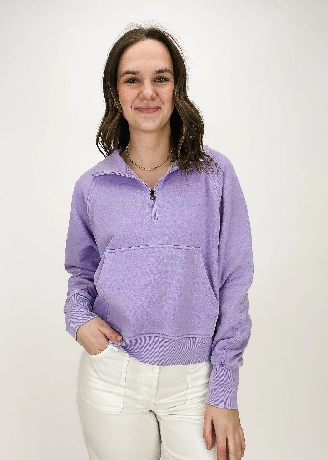 Molly Viertelzip-Pullover - Lavendel