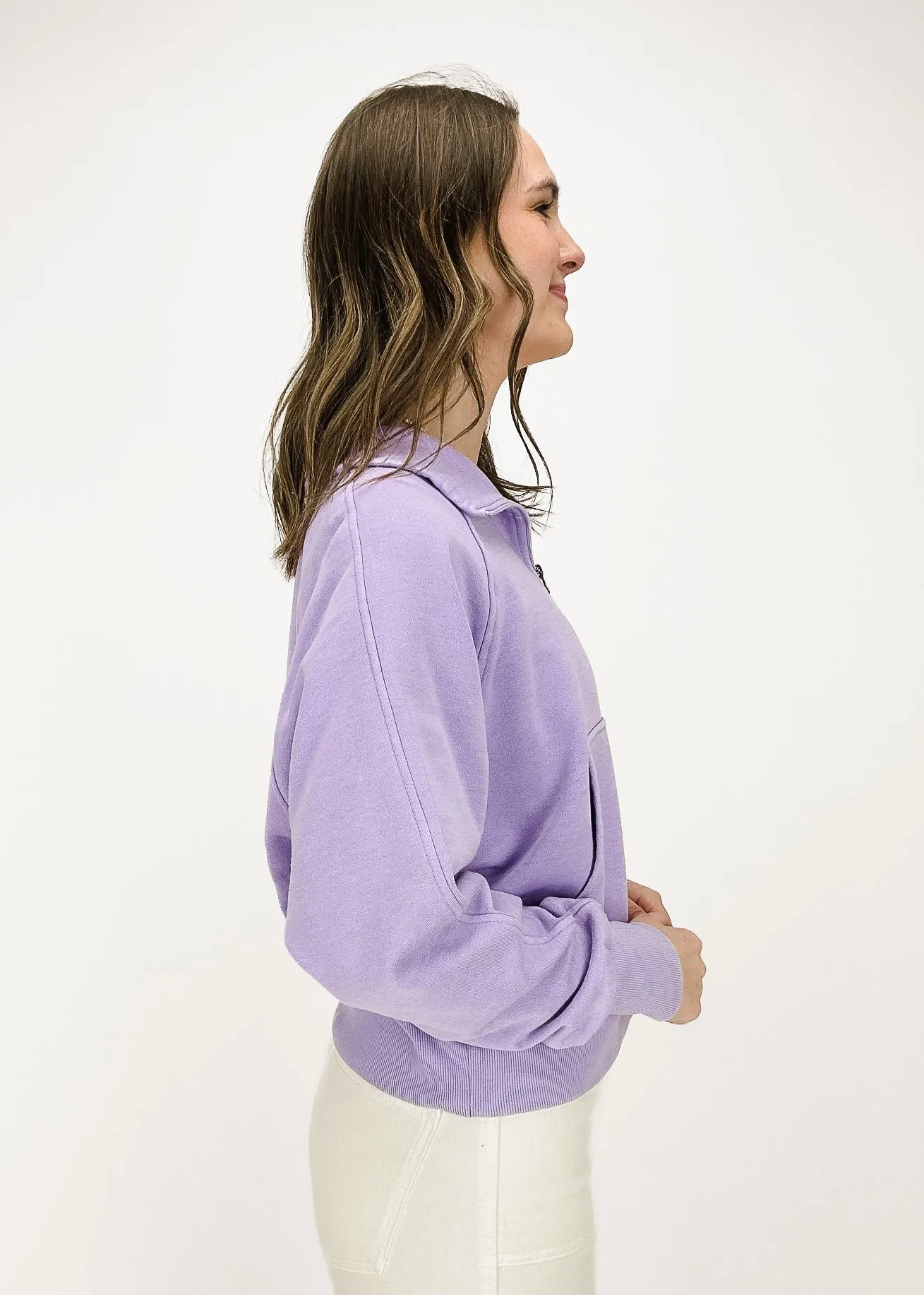 Molly Viertelzip-Pullover - Lavendel