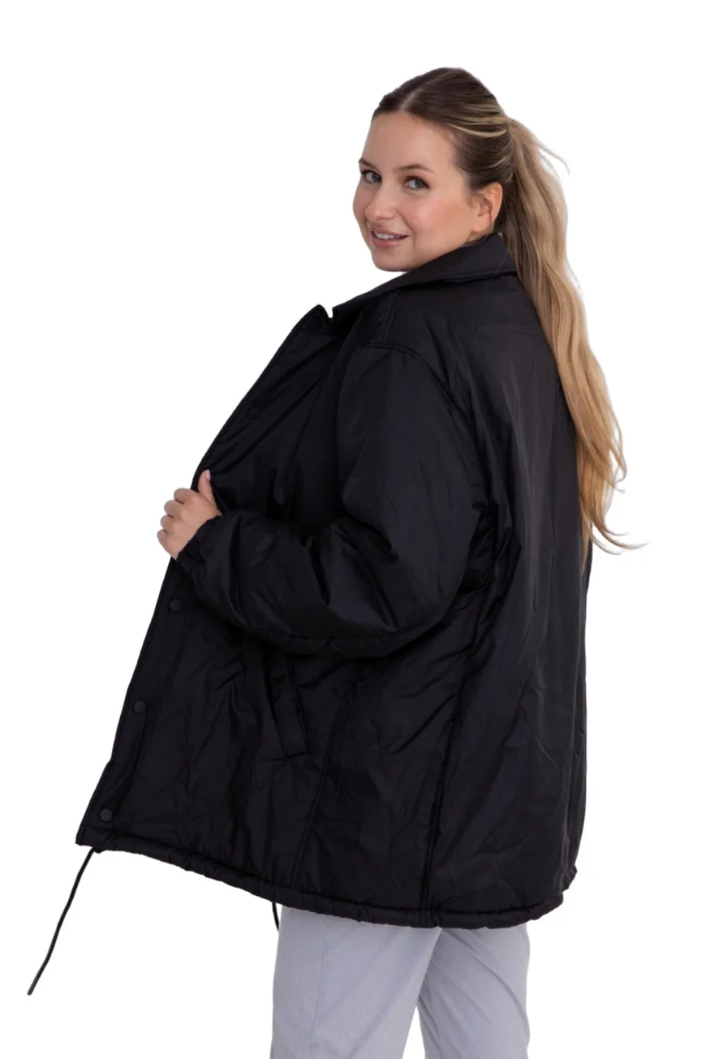 Mono B Longline Übergroße Parka mit Druckknöpfen KJ-B0926