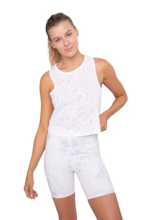 Mono B Semi-transparenter Abstrakter Wirbel Cropped Racer Tank KT-B0450
