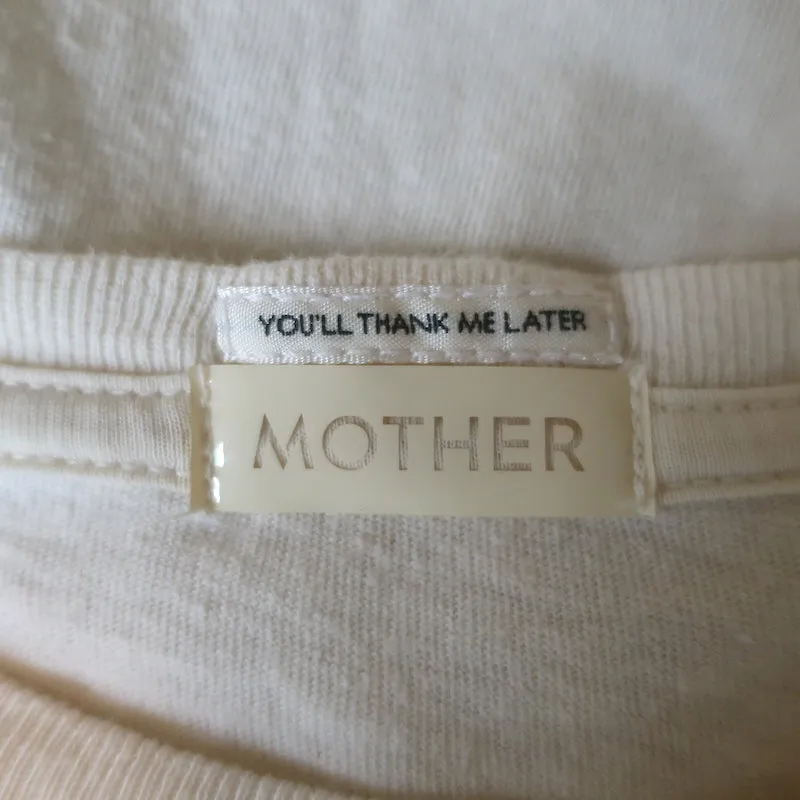 MOTHER The Rowdy Hot Mama T-Shirt Ecru Größe S Kurzarm Oberteil