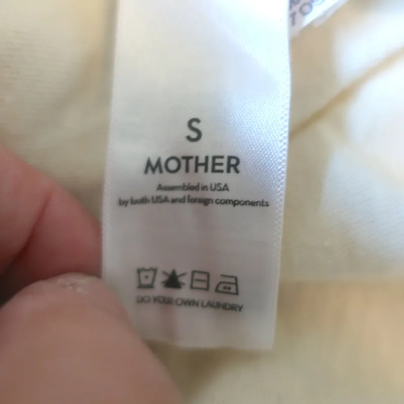 MOTHER The Rowdy Hot Mama T-Shirt Ecru Größe S Kurzarm Oberteil