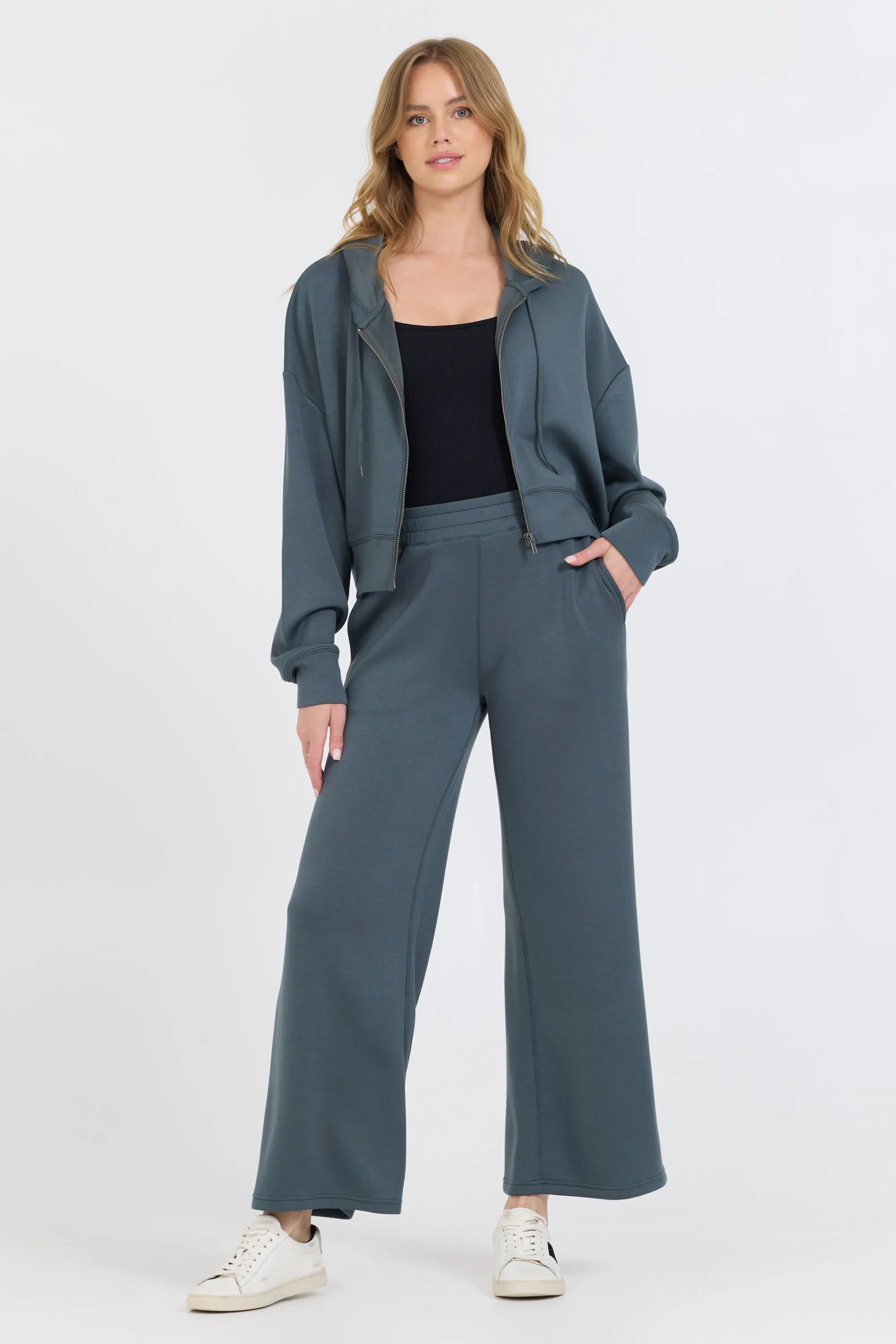Berg Grau Wolken Fleece Kapuzenpullover