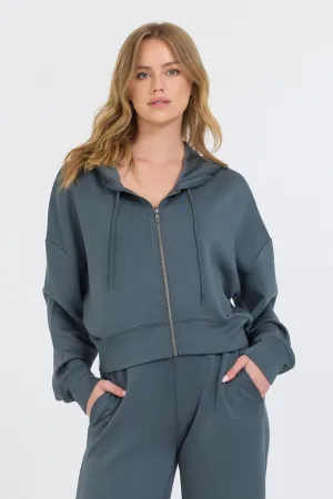 Berg Grau Wolken Fleece Kapuzenpullover