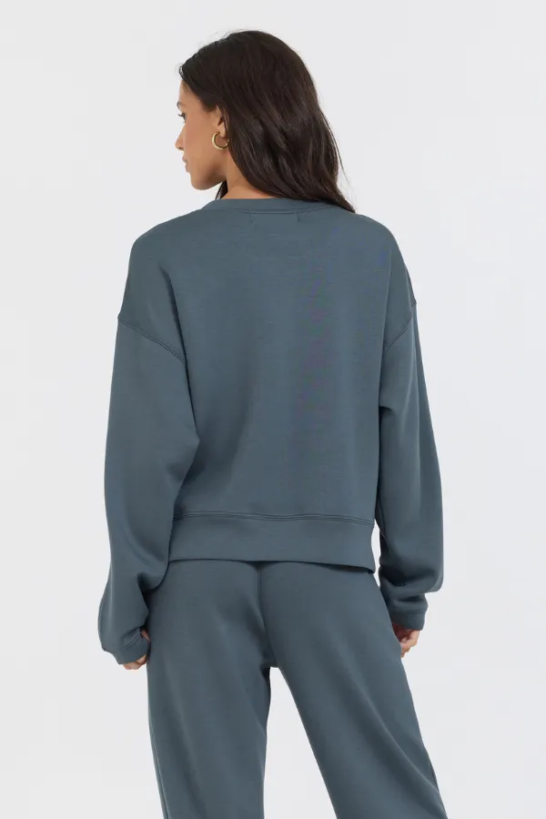 Berg Grau/Schwarz Colorblock Einsatz Cloud Fleece Crew