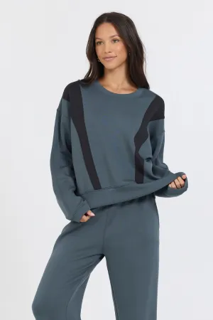 Berg Grau/Schwarz Colorblock Einsatz Cloud Fleece Crew