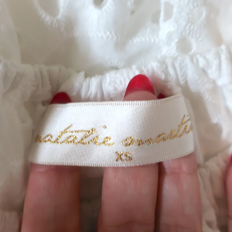 Natalie Martin Schulterfreies Top Ella Weiß Lochmuster Größe Extra Small