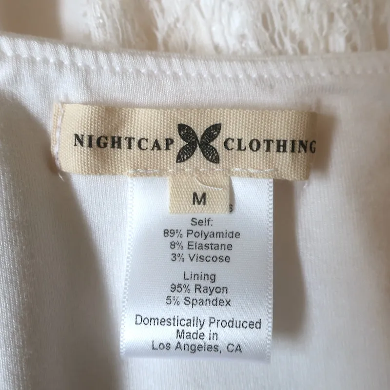 Nightcap Spitzen-Langarmtop Weiß Stretch-Jersey Größe M