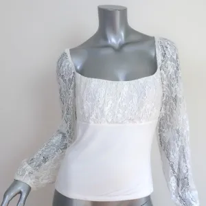Nightcap Spitzen-Langarmtop Weiß Stretch-Jersey Größe M