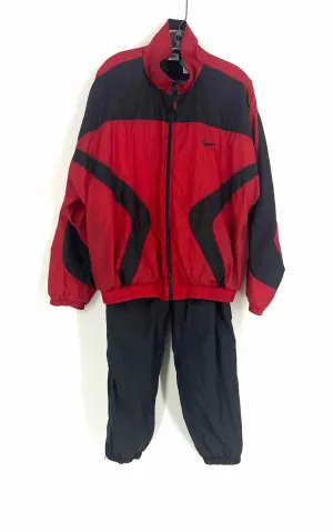 Nike Größe M Rot/Schwarz Vintage Activewear Jogginganzug mit Paneele