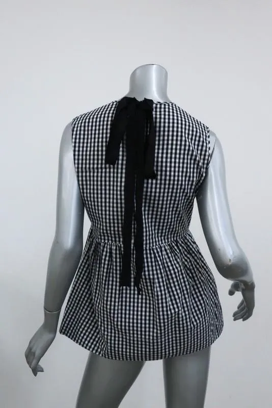 Nr. 21 Crystal Bird Peplum Top Schwarz & Weiß Gingham Größe 40 Ärmellose Bluse