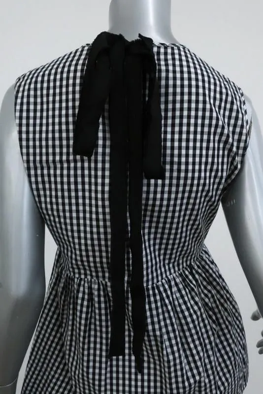 Nr. 21 Crystal Bird Peplum Top Schwarz & Weiß Gingham Größe 40 Ärmellose Bluse