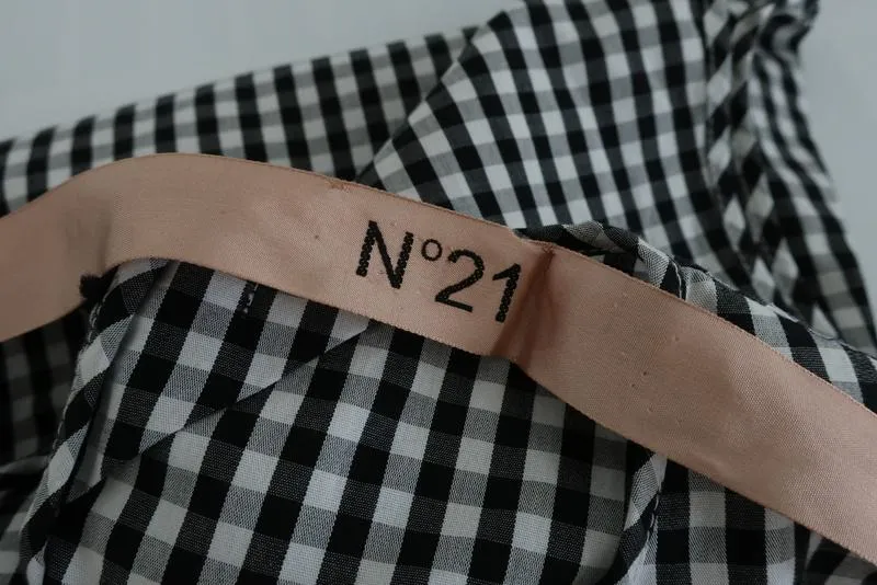 Nr. 21 Crystal Bird Peplum Top Schwarz & Weiß Gingham Größe 40 Ärmellose Bluse