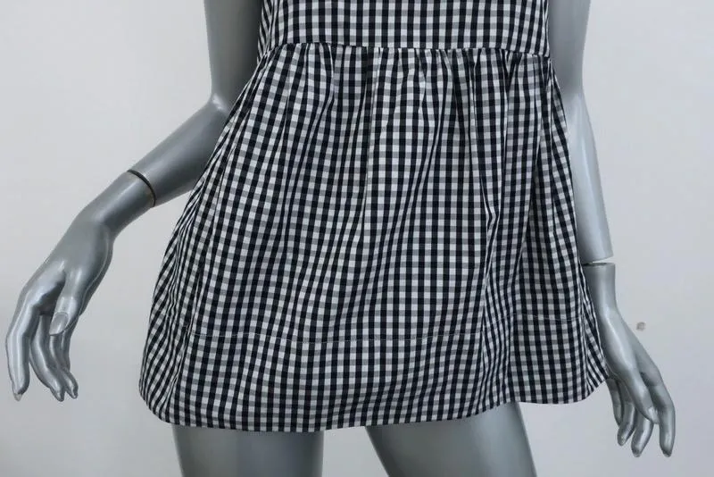 Nr. 21 Crystal Bird Peplum Top Schwarz & Weiß Gingham Größe 40 Ärmellose Bluse
