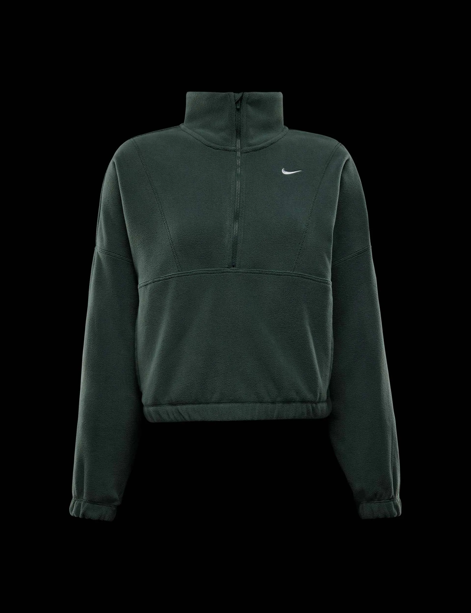 Ein übergroßes 1/2-Zip Fleece Top - Vintage Grün/Weiß