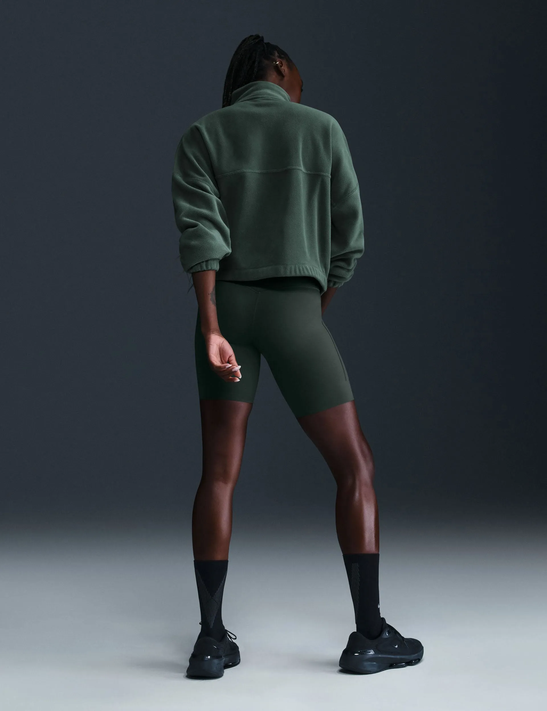 Ein übergroßes 1/2-Zip Fleece Top - Vintage Grün/Weiß