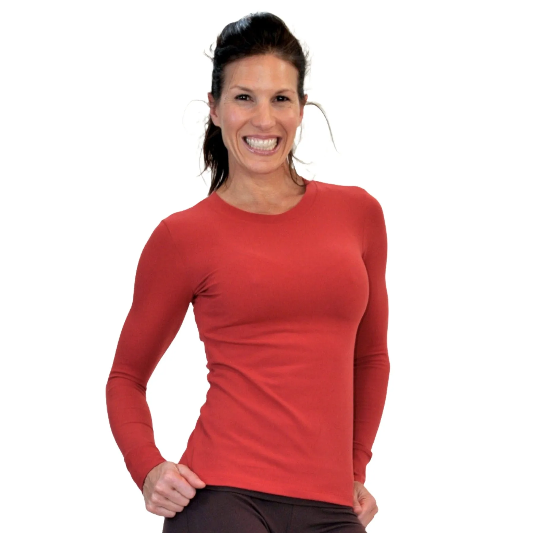 One Step Ahead Brushed Supplex Langarm-Shirt mit Rundhalsausschnitt 2010