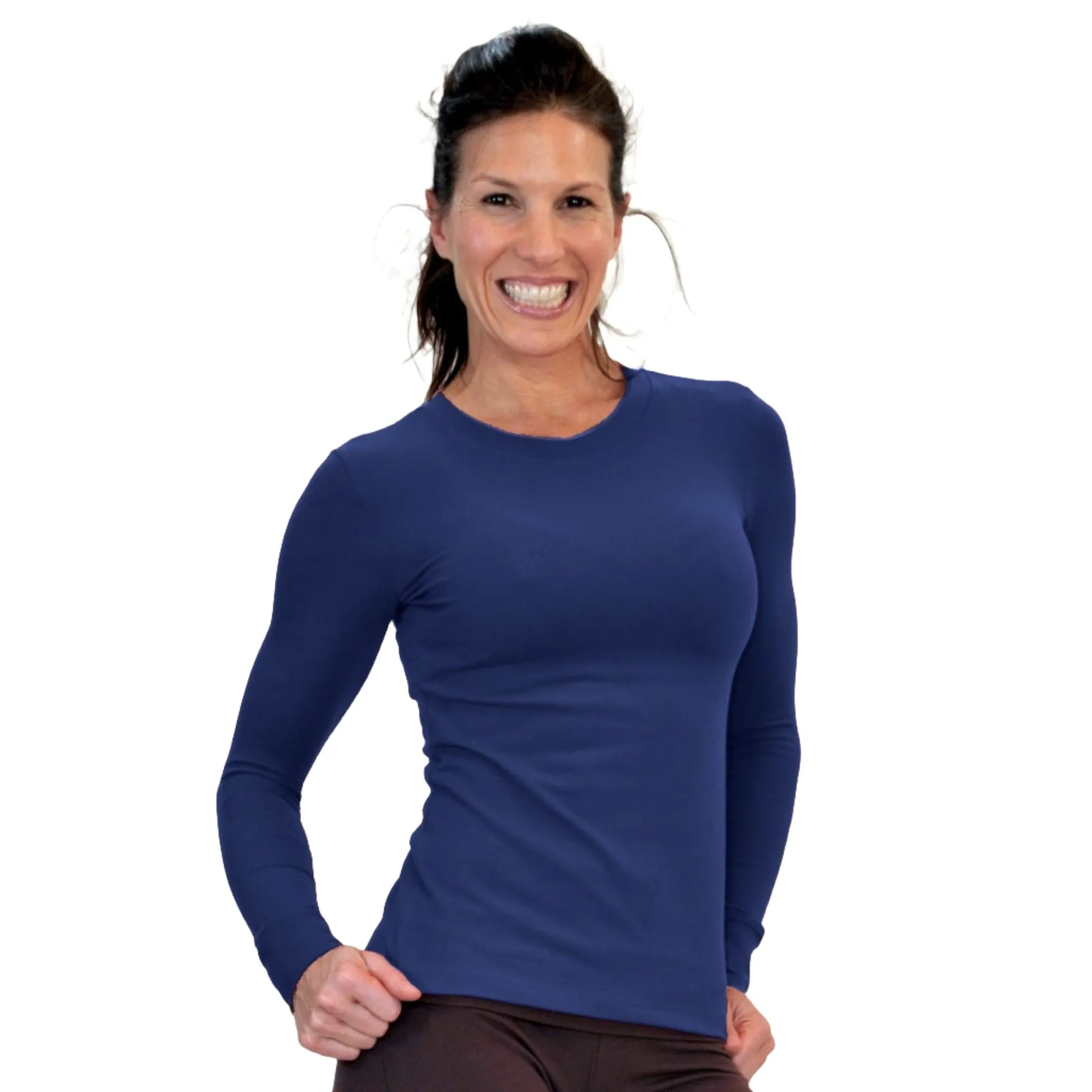 One Step Ahead Brushed Supplex Langarm-Shirt mit Rundhalsausschnitt 2010