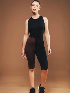 Bio-Baumwolle Fahrrad-Short-Overall | Schwarz & Braun