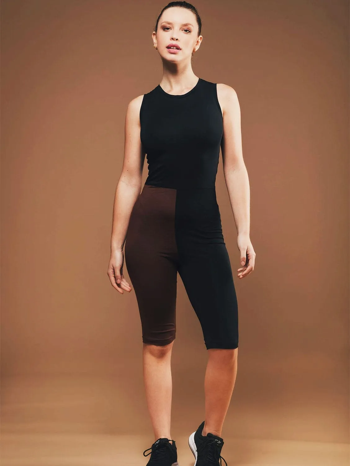 Bio-Baumwolle Fahrrad-Short-Overall | Schwarz & Braun