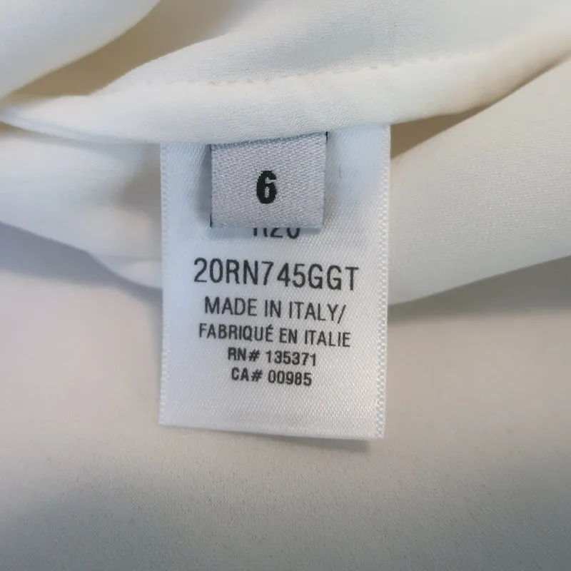 Oscar de La Renta Bluse mit Krawattenverschluss Elfenbein Seide Größe 6 Ärmelloses Top NEU