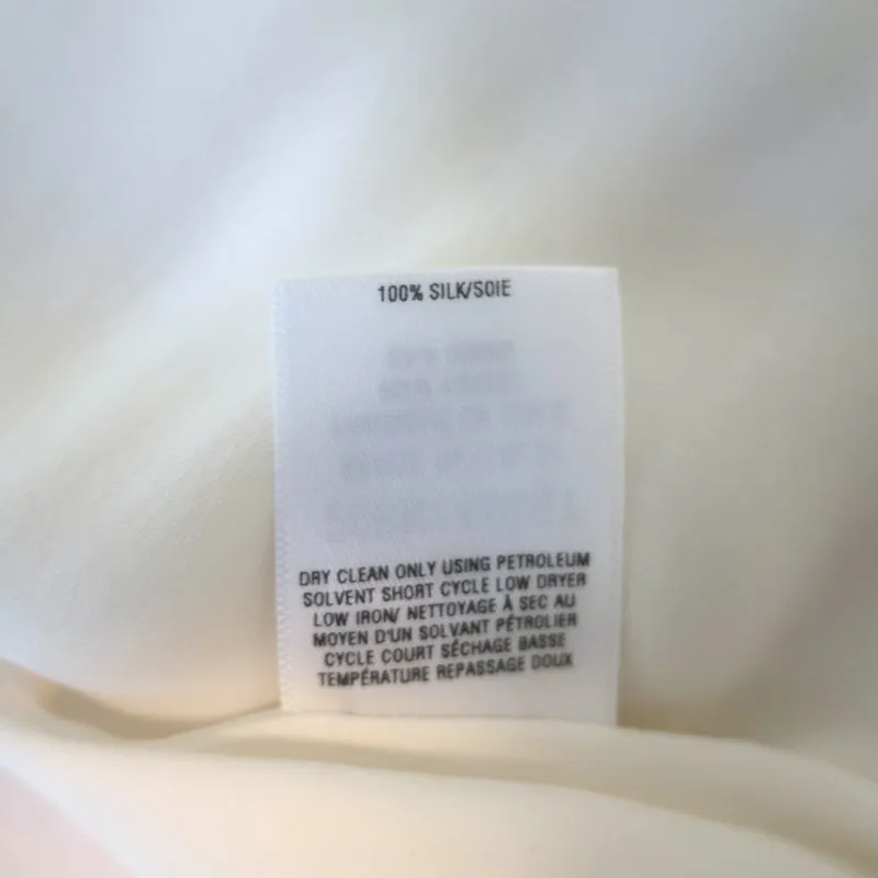 Oscar de La Renta Bluse mit Krawattenverschluss Elfenbein Seide Größe 6 Ärmelloses Top NEU