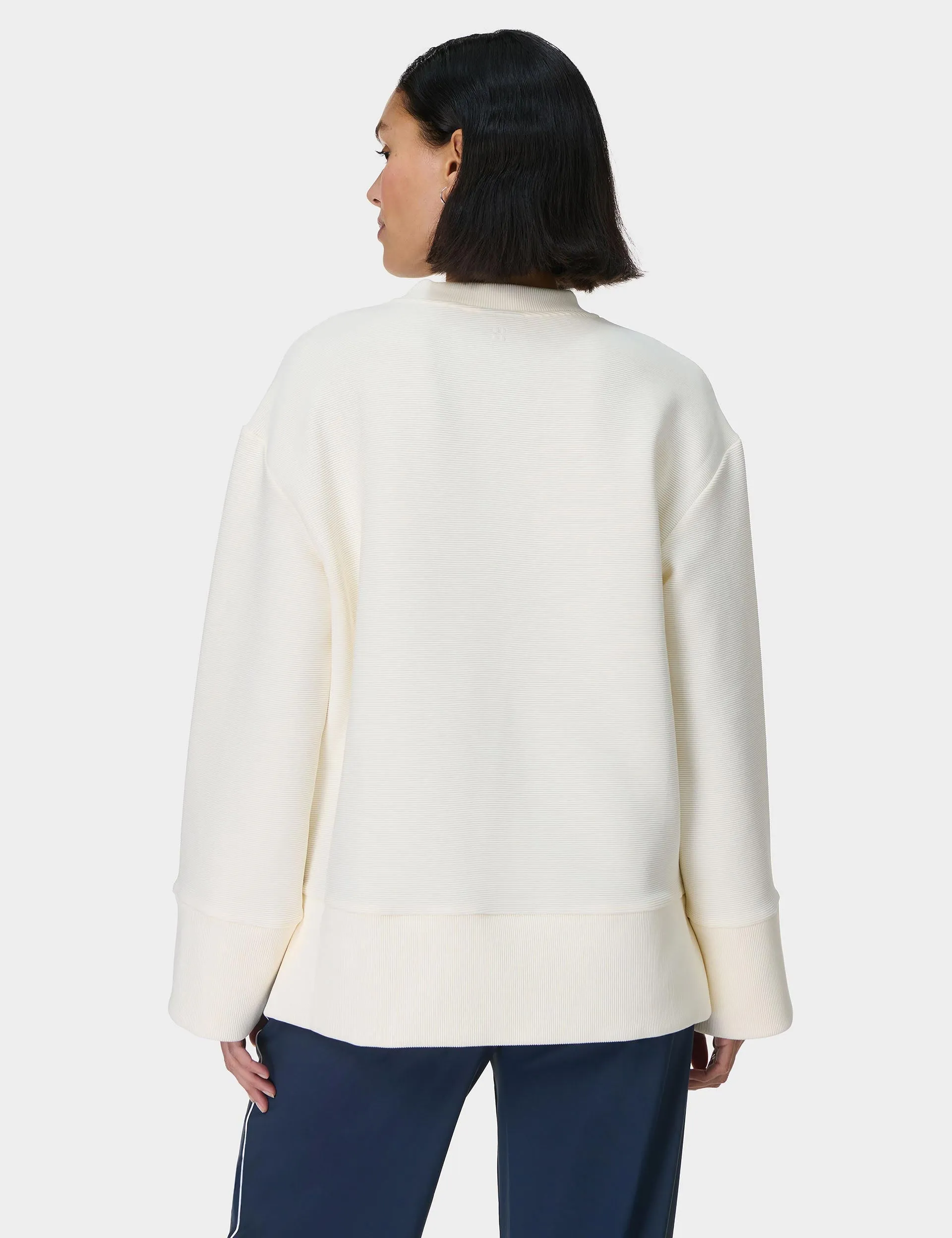 Friedliches Rippen-Sweatshirt - Lilyweiß