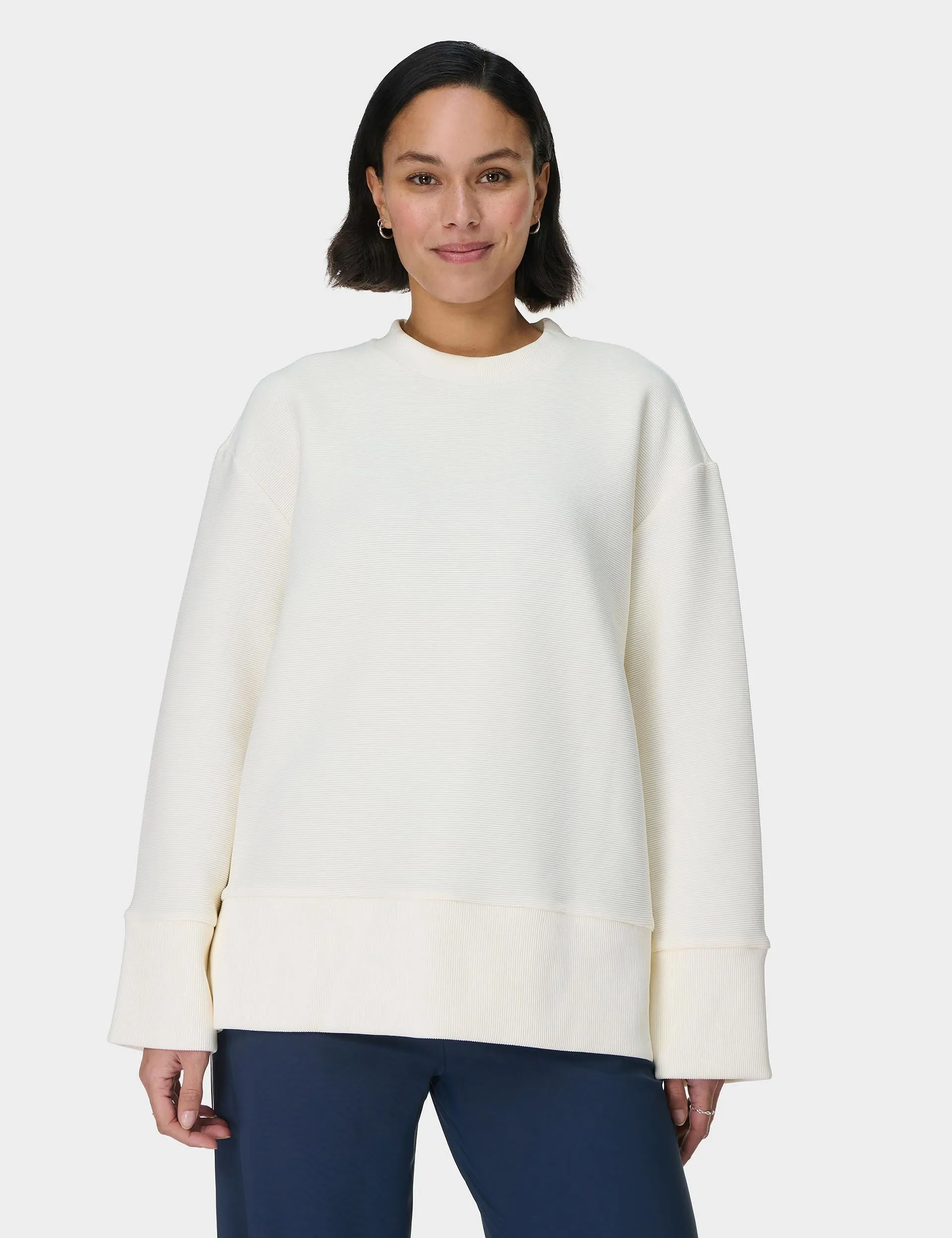 Friedliches Rippen-Sweatshirt - Lilyweiß