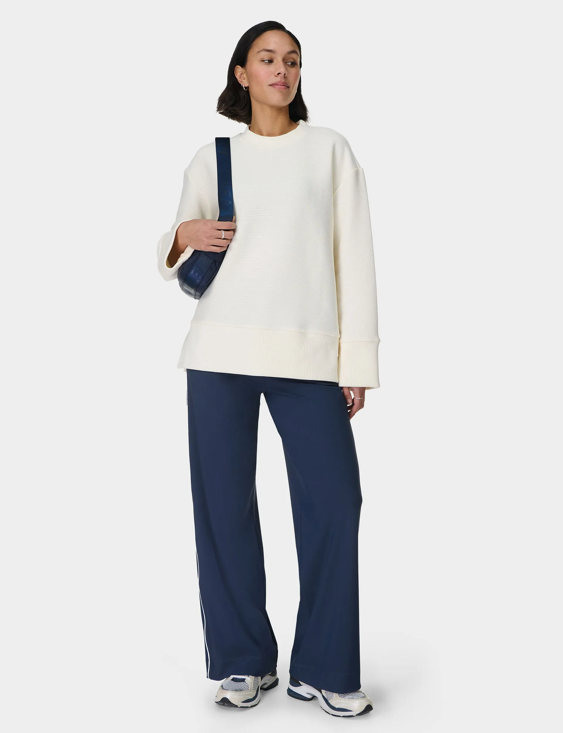 Friedliches Rippen-Sweatshirt - Lilyweiß