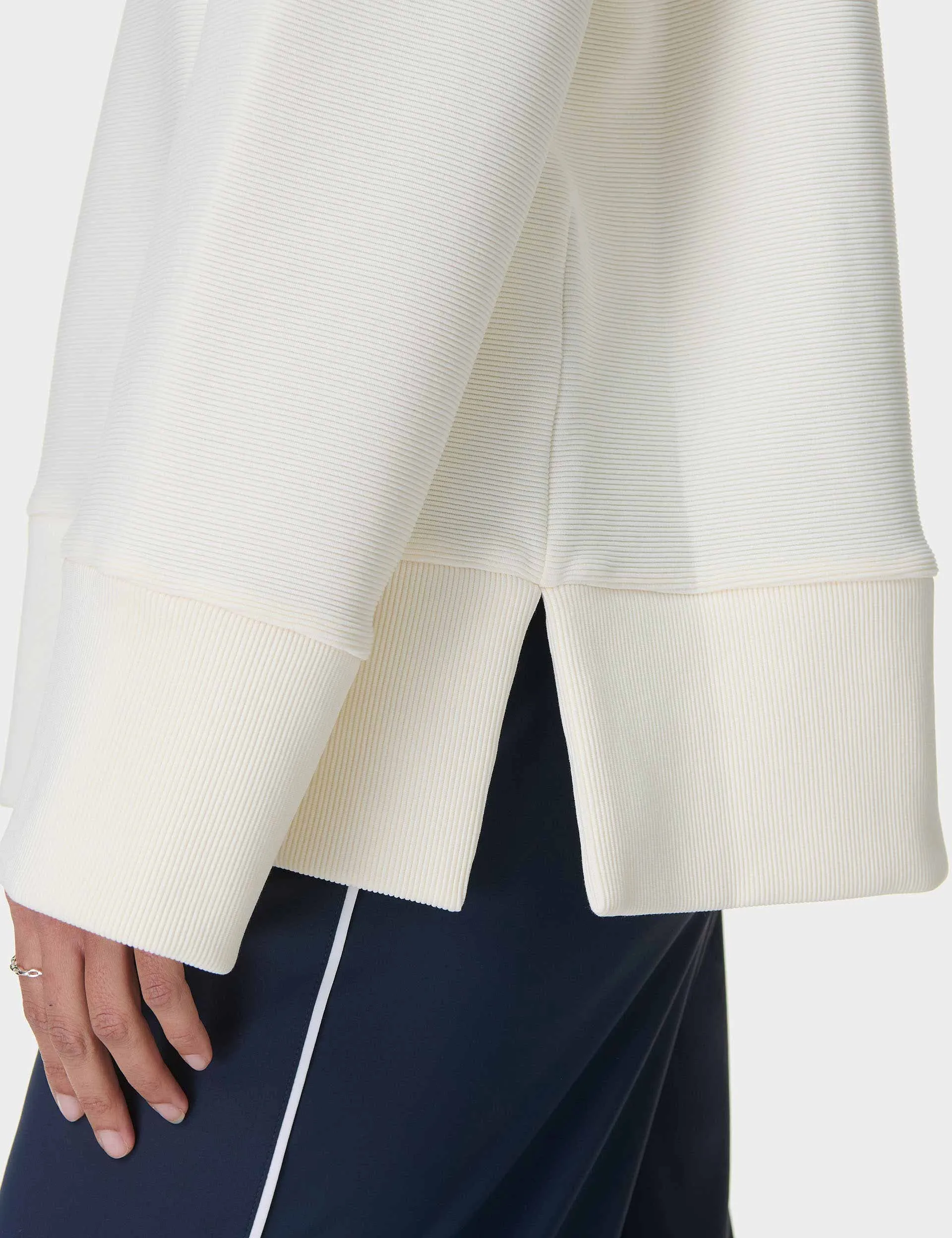 Friedliches Rippen-Sweatshirt - Lilyweiß